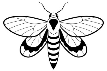 hawk moth line art silhouette vector illustration