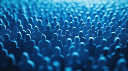 Blue crowd, digital audience, gathering, event, background, meeting, presentation, illustration