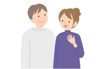 笑顔で会話する若い夫婦C