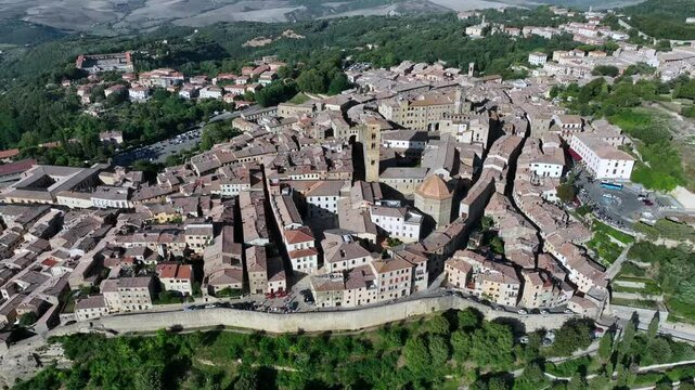 Aerial view of the ancient village of Volterra, Tuscany, Italy