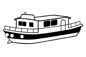 Obraz premium houseboat line art silhouette vector illustration