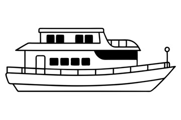 Obraz premium houseboat line art silhouette vector illustration