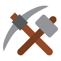 Pickaxe and Hammer Vector Design Icon Style