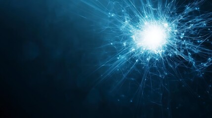 Abstract Blue Light Burst On Dark Background
