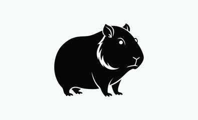 Guinea pig silhouette, small pet vector illustration