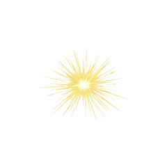 Radiant Golden Spark Burst with Glowing Starburst Effect on Transparent Background