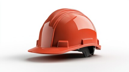 Fototapeta premium Orange hard hat safety, studio shot, white background, construction