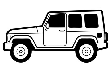 jeep line art silhouette vector illustration