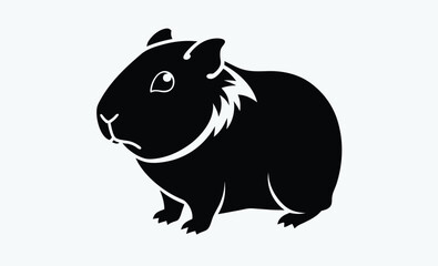 Guinea pig silhouette, small pet vector illustration