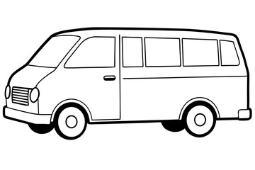 mini van line art silhouette vector illustration