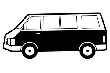 mini van line art silhouette vector illustration