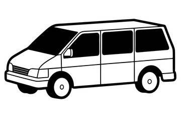 mini van line art silhouette vector illustration