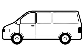 mini van line art silhouette vector illustration