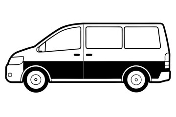 mini van line art silhouette vector illustration