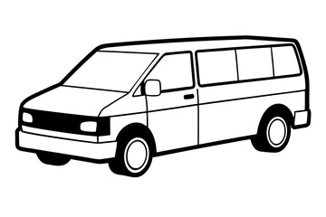 mini van line art silhouette vector illustration