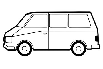 mini van line art silhouette vector illustration
