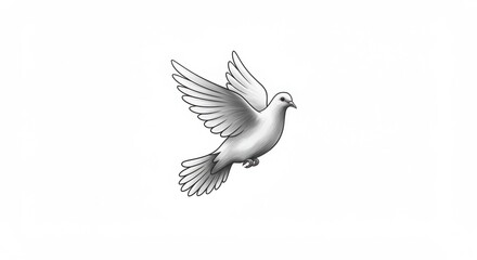White Dove in Flight, Peaceful Bird Soaring - Symbol of Peace and Hope