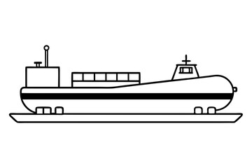 oil tanker line art silhouette vector illustration