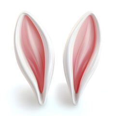 Fototapeta premium Two glossy pink and white bunny ears symbolizing easter festive celebration