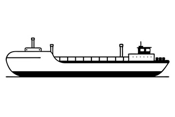 Obraz premium oil tanker line art silhouette vector illustration
