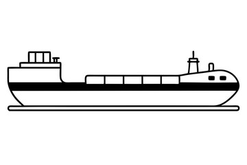 oil tanker line art silhouette vector illustration