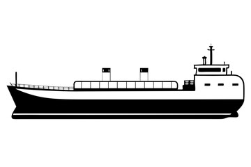 oil tanker line art silhouette vector illustration