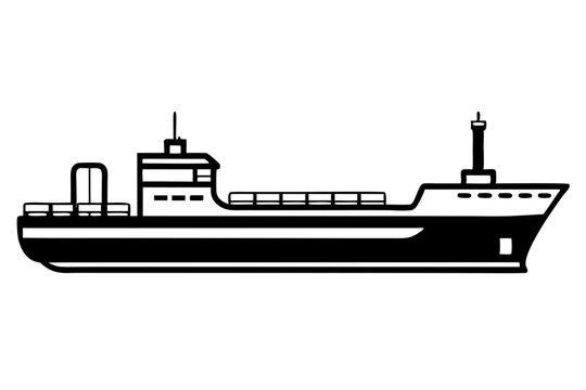 black and white cargo ship clip art preview