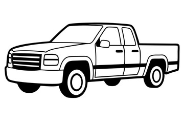 pickup truck line art silhouette vector illustration
