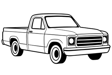 pickup truck line art silhouette vector illustration © Pinak