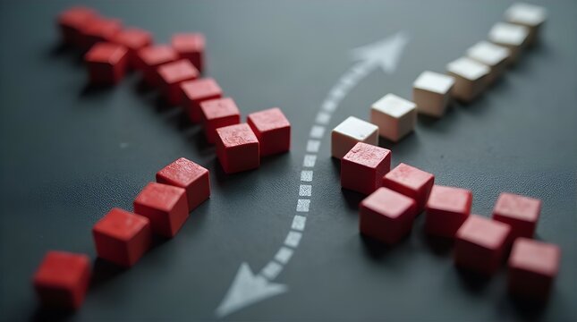 Red White Cubes Arrows - Strategy Competition Conflict Decision Point
