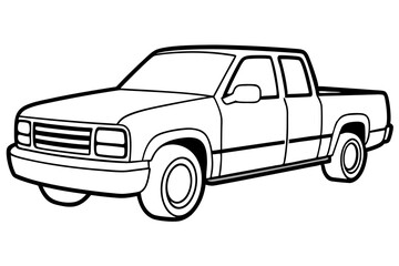 Obraz premium pickup truck line art silhouette vector illustration
