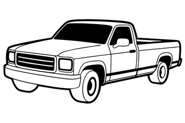 pickup truck line art silhouette vector illustration