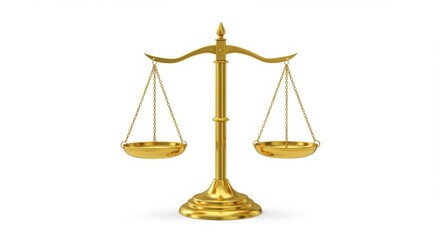 Golden Scales of Justice: Law, Balance, and Equality Symbol - 3D Render of Legal Concept