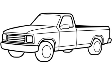 pickup truck line art silhouette vector illustration