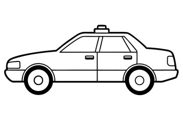police car line art silhouette vector illustration