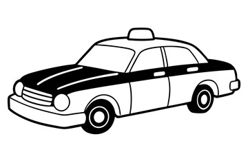 police car line art silhouette vector illustration