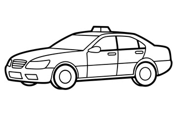 police car line art silhouette vector illustration