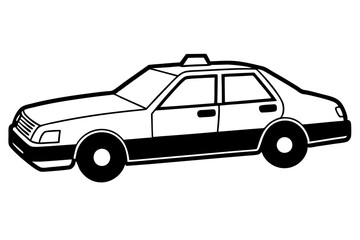 police car line art silhouette vector illustration