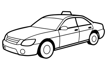 police car line art silhouette vector illustration