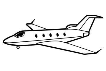 private jet line art silhouette vector illustration