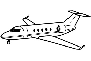 private jet line art silhouette vector illustration
