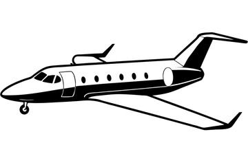 private jet line art silhouette vector illustration