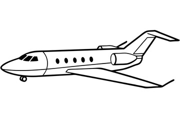 private jet line art silhouette vector illustration