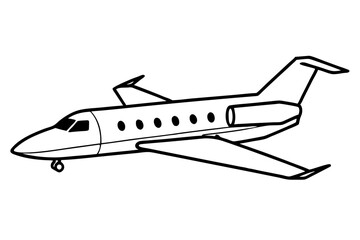 private jet line art silhouette vector illustration
