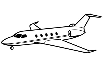 private jet line art silhouette vector illustration