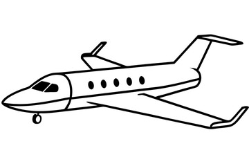 private jet line art silhouette vector illustration