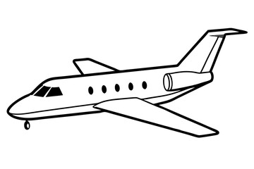 private jet line art silhouette vector illustration