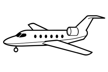 private jet line art silhouette vector illustration