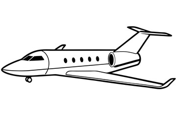 private jet line art silhouette vector illustration