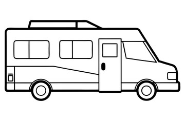 rv recreational vehicle line art silhouette vector illustration